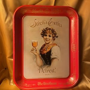 Vintage metal tray Stroh’s extra Detroit Michigan-1982